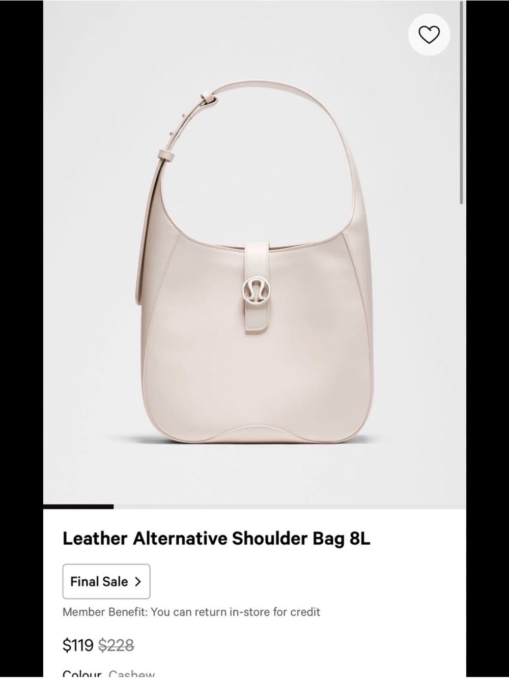 Lululemon Leather Alternate Shoulder Bag — L8
Color Cashew